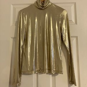 Metallic Gold Lightweight Turtleneck
